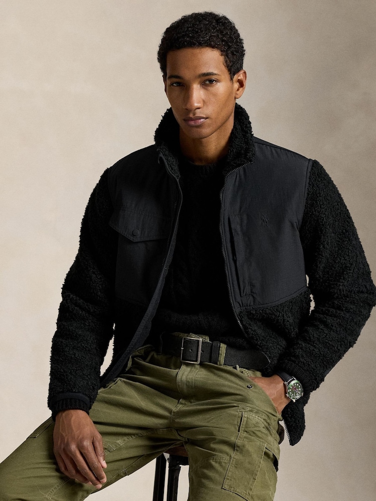 Polo Ralph Lauren Black Hi Pile PP Hybrid Zip-Up Fleece - Image 5 of 5 Polo Ralph Lauren Black Hi Pile PP Hybrid Zip-Up Fleece - Image 5 of 5