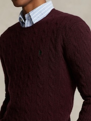 Polo Ralph Lauren Red Wool Cashmere Cable Knit Crew Neck Jumper - Image 5 of 6