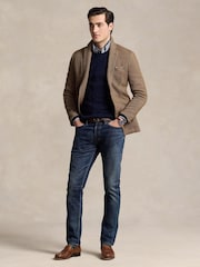 Polo Ralph Lauren Blue Wool Cashmere Cable Knit Crew Neck Jumper - Image 4 of 6