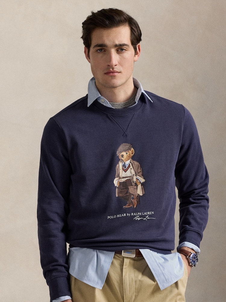 Polo Ralph Lauren Blue Heritage Bear Crew Neck Sweatshirt - Image 1 of 4