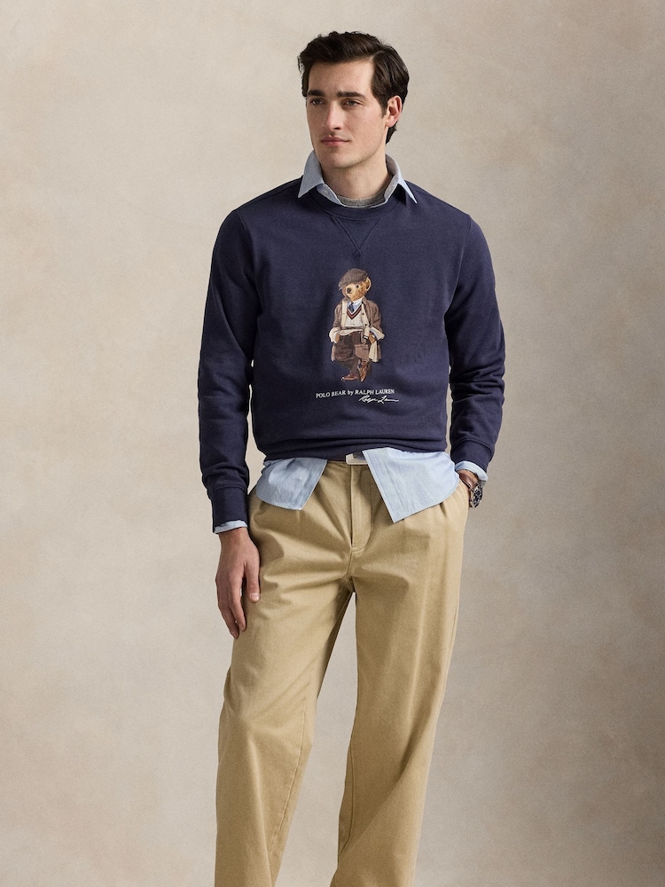 Polo Ralph Lauren Blue Heritage Bear Crew Neck Sweatshirt - Image 2 of 4