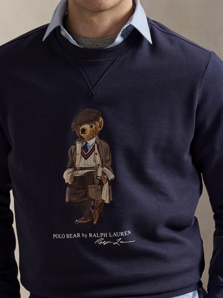 Polo Ralph Lauren Blue Heritage Bear Crew Neck Sweatshirt - Image 4 of 4