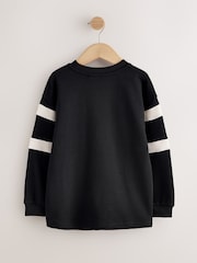 Black/Ecru Relaxed Fit Heavyweight Long Sleeve Colourblock T-Shirt (3-16yrs) - Image 2 of 4