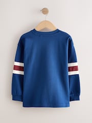 Navy Blue Relaxed Fit Heavyweight Long Sleeve Colourblock T-Shirt (3-16yrs) - Image 2 of 4