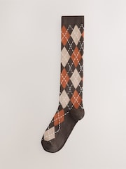 Chocolate Brown Argyle - Pack de 2 calcetines por la rodilla - Imagen 3 de 5