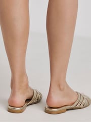 JD Williams Gold Wide Fit Strappy Mules - Image 3 of 4