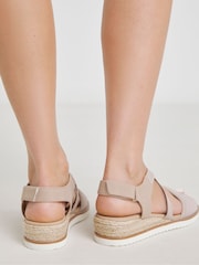 JD Williams Pink Extra Wide Fit Two Part Wedge Sandals - Image 2 of 4
