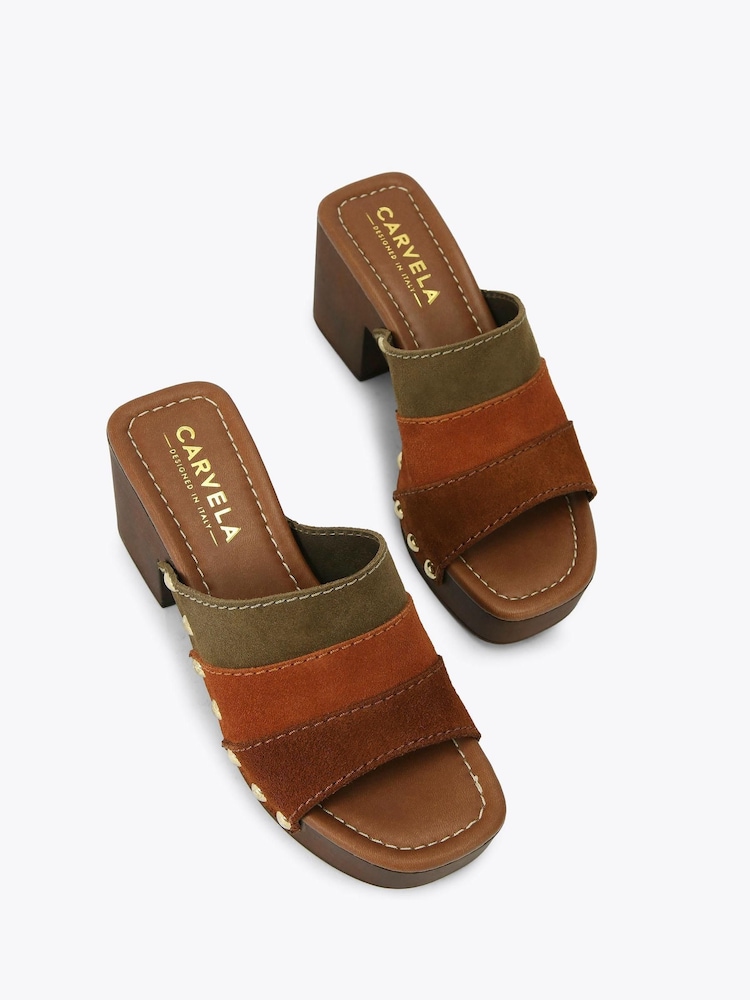 Carvela Comfort Brown/Green Settanta Mule Sandals - Image 4 of 4