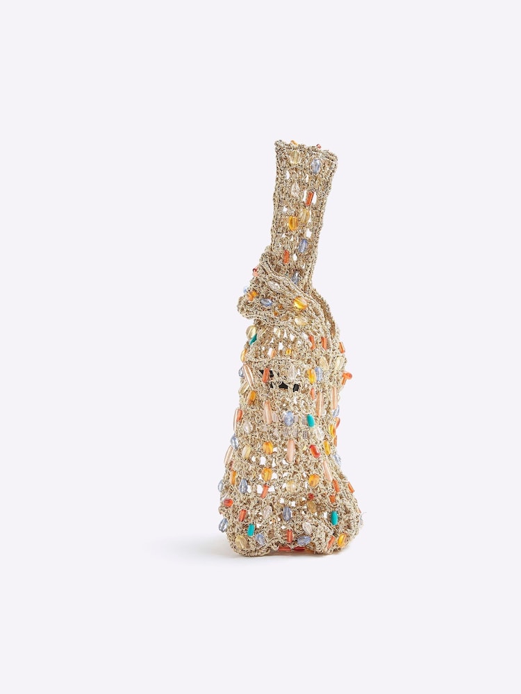 River Island Gold Net Beaded Grab Bag - Image 2 of 5