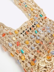 River Island Gold Net Beaded Grab Bag - Image 4 of 5