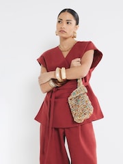 River Island Gold Net Beaded Grab Bag - Image 5 of 5