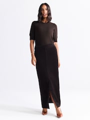 Chocolate Brown Super Soft Short Sleeve Knitted Top - Image 2 of 8