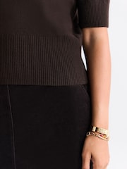 Chocolate Brown Super Soft Short Sleeve Knitted Top - Image 5 of 8