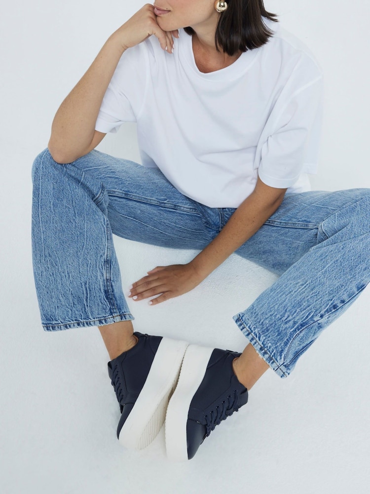 River Island Blue Platform Lace Up Trainers - Image 1 of 5