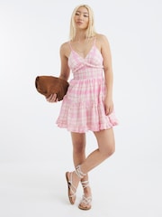 River Island Pink Check Mini Dress - Image 3 of 4