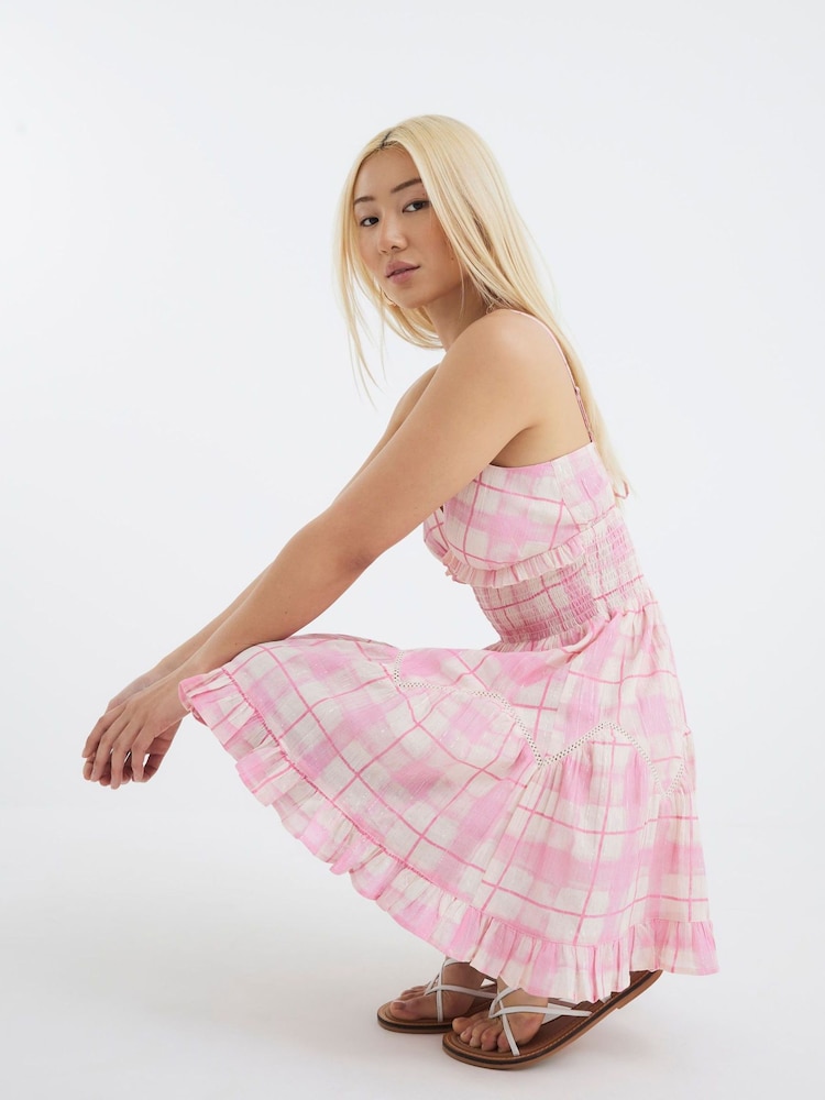 River Island Pink Check Mini Dress - Image 4 of 4
