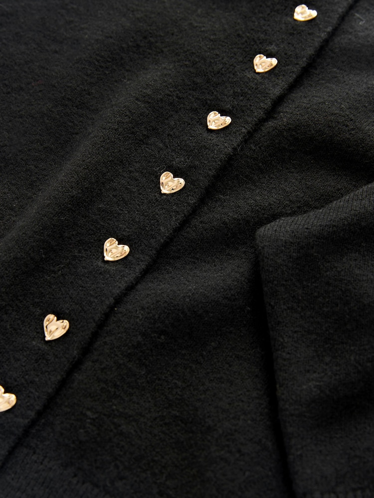 Black Heart Button Slim Super Soft Crew Neck Cardigan with Wool - Image 8 of 8 Black Heart Button Slim Super Soft Crew Neck Cardigan with Wool - Image 8 of 8