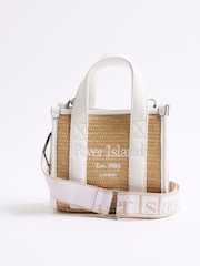 River Island сумка-тоут из рафии с отделкой - Image 4 of 4