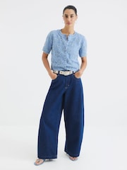 River Island Blue Short Sleeve Floral Print Cardigan - Image 2 of 4