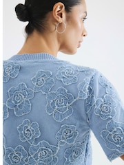 River Island Blue Short Sleeve Floral Print Cardigan - Image 4 of 4