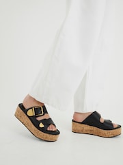River Island Black Backless Wedge Sandals - Image 1 of 6