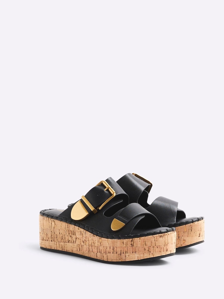 River Island Black Backless Wedge Sandals - Image 3 of 6
