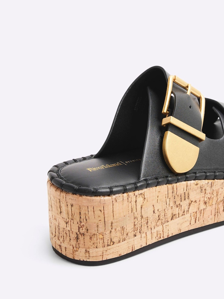 River Island Black Backless Wedge Sandals - Image 6 of 6
