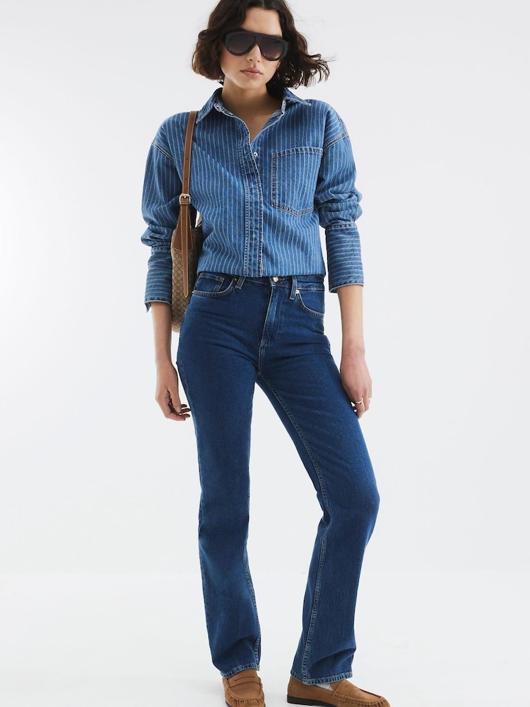 River Island Blue Stretch Straight Leg 100% Cotton Jeans - Image 1 of 2