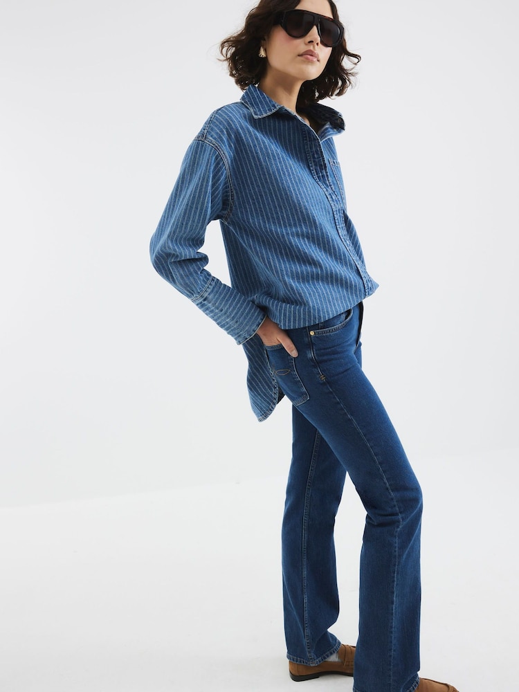 River Island Blue Stretch Straight Leg 100% Cotton Jeans - Image 2 of 2