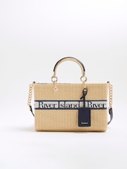 River Island сумка-тоут из рафии с плетеной отделкой спереди - Image 1 of 5