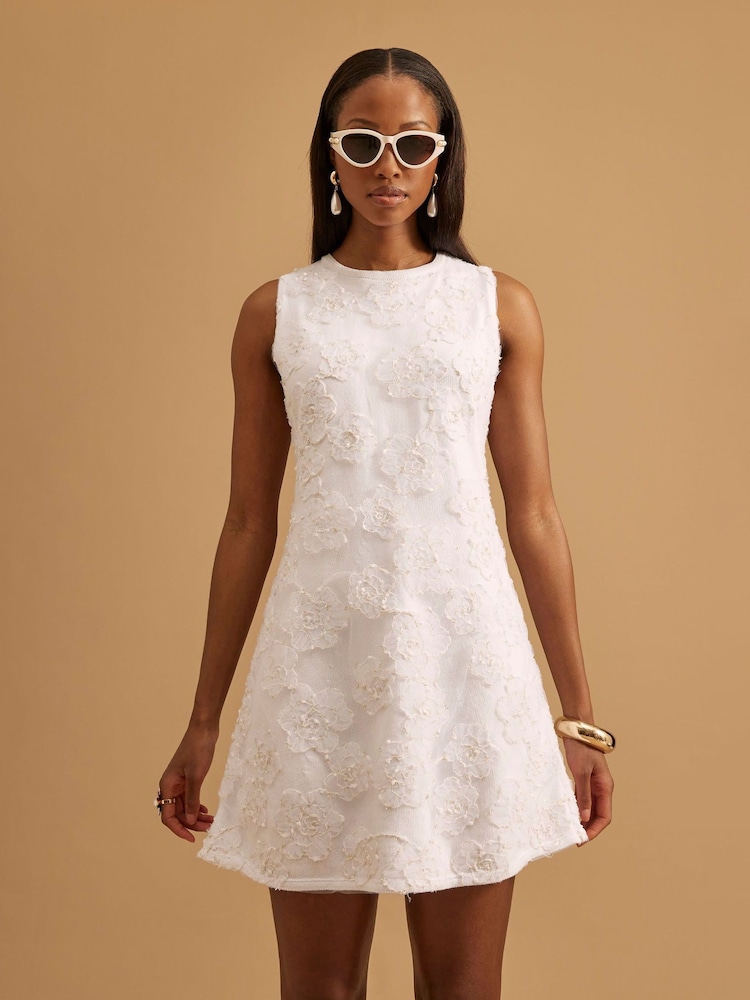 River Island White Floral Overlay Dress - Image 1 of 6