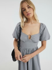 River Island Black Poplin Trim Detail 100% Cotton Midi Dress - Image 3 of 4