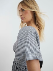 River Island Black Poplin Trim Detail 100% Cotton Midi Dress - Image 4 of 4