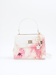 River Island White Floral Mini Tote Crossbody Bag - Image 1 of 6