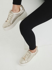 River Island Gold Platform Lace Up Trainers - Image 1 of 6