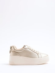 River Island Gold Platform Lace Up Trainers - Image 2 of 6
