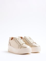 River Island Gold Platform Lace Up Trainers - Image 3 of 6