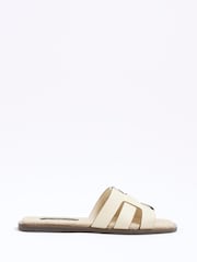 River Island Cream Weave Mules Flat Sandals - Image 2 of 6