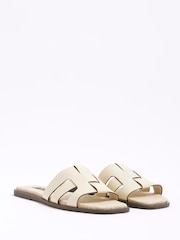 River Island Cream Weave Mules Flat Sandals - Image 3 of 6
