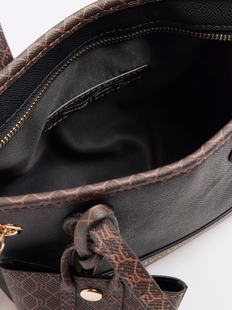 River Island Black Monogram Tie Side Small Shopper Bag - Image 5 of 5