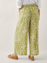 Monsoon Green Trinny Hand Screen Print Wide Leg Trousers - Image 3 of 5