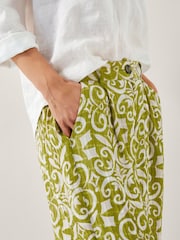 Monsoon Green Trinny Hand Screen Print Wide Leg Trousers - Image 4 of 5