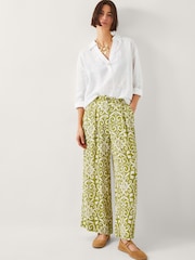 Monsoon Green Trinny Hand Screen Print Wide Leg Trousers - Image 5 of 5