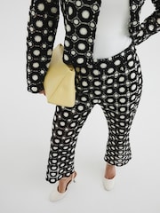River Island Black Petite Crochet Kickflare Trousers - Image 3 of 4