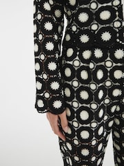River Island Black Petite Crochet Kickflare Trousers - Image 4 of 4