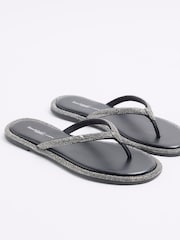 River Island Black Toe Thong Embellished Sandals - Image 3 of 5