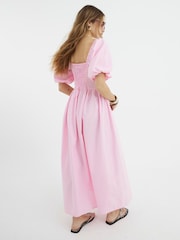 River Island Pink Poplin Trim Detail 100% Cotton Midi Dress - Image 2 of 4