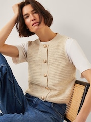Monsoon Brown Niki Button Knit Tank Top - Image 1 of 4