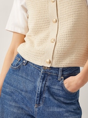 Monsoon Brown Niki Button Knit Tank Top - Image 4 of 4