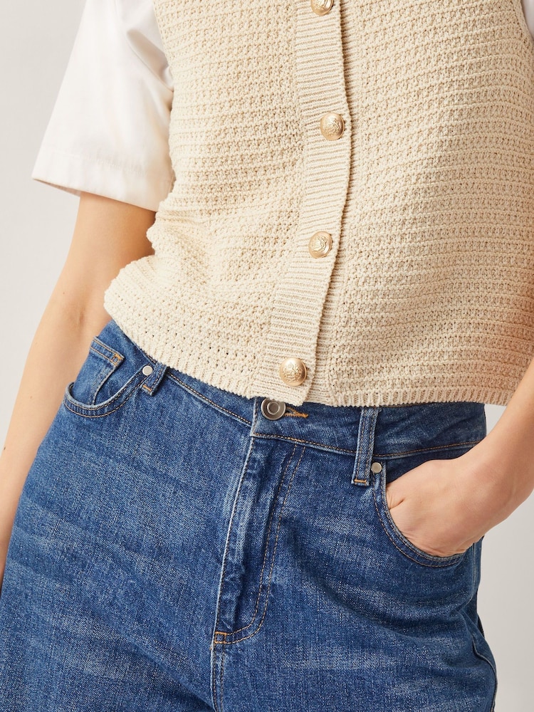Monsoon Brown Niki Button Knit Tank Top - Image 4 of 4